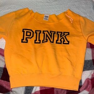 Bright Orange PINK Off the Shoulder Sweater
